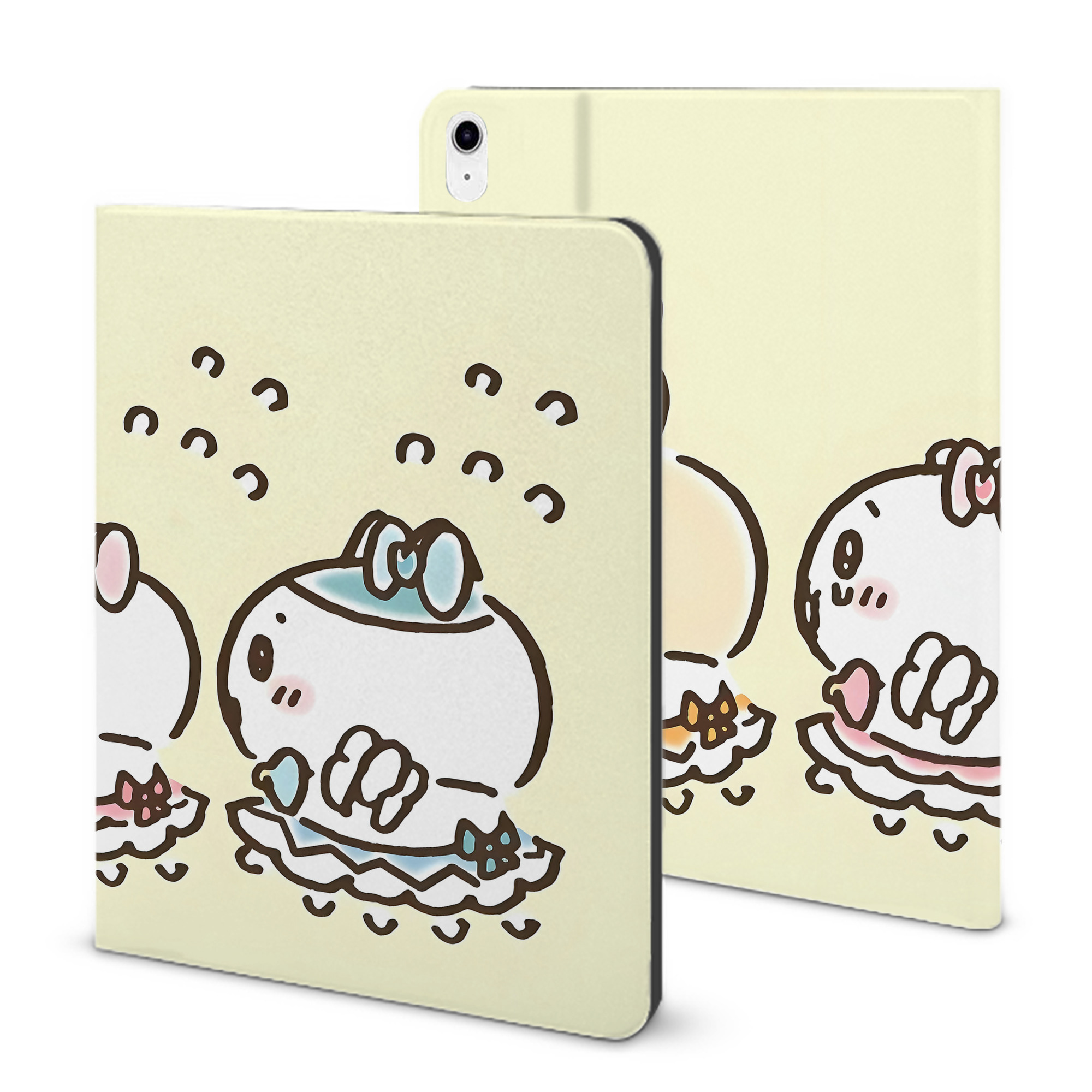 （画像用） ちいかわ Chii-kawa IPad ケース ブック型 PUレザー TPU 耐衝撃 軽量 薄型 ペン収納なし 全面保護 IPad 各モデル対応